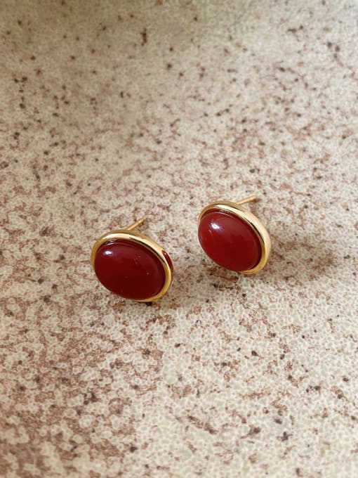 Sterling Silver Oval Ruby Earrings
