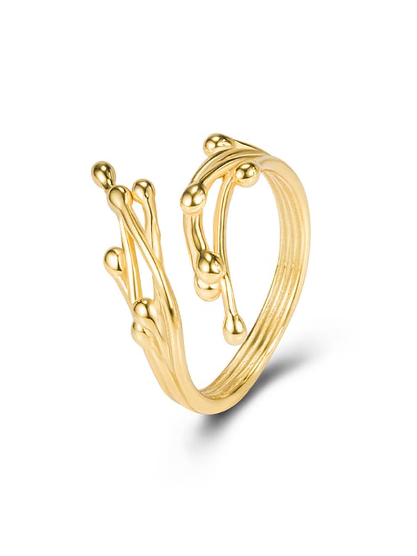 Sterling Silver Golden Blooms Statement Ring