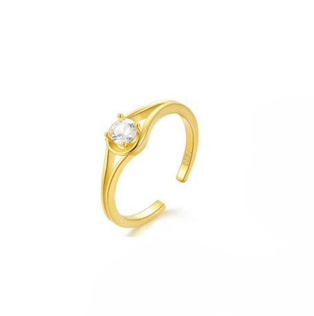 Solitaire Cubic Zirconia Silver Band Ring