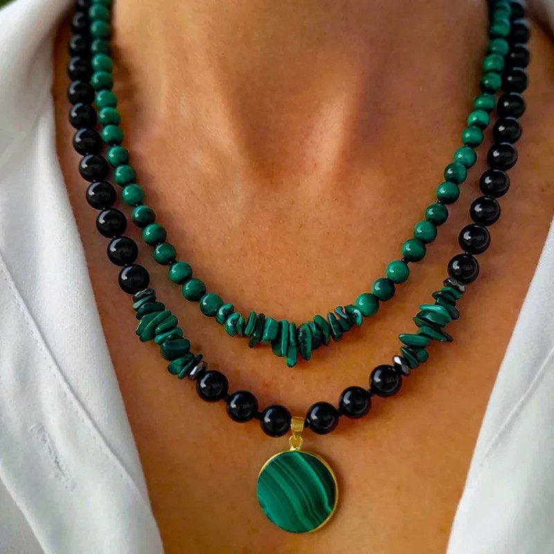Emerald Onyx Power Duo Necklace