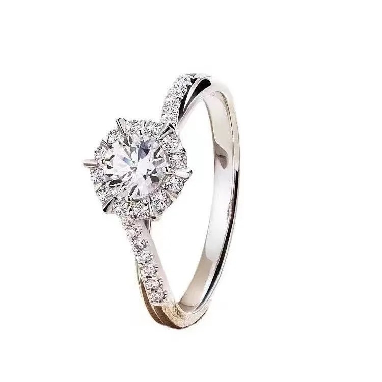 Hex Halo Solitaire Ring