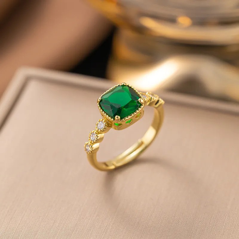 Celia Emerald Cushion Ring